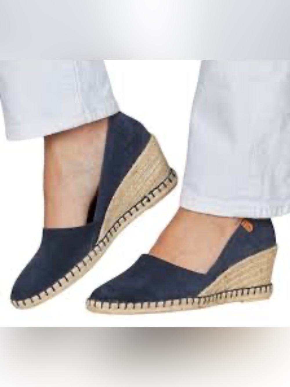 Verbenas Mamen Serraje Suede Espadrille Wedge Navy Pumps Size EU40 /US